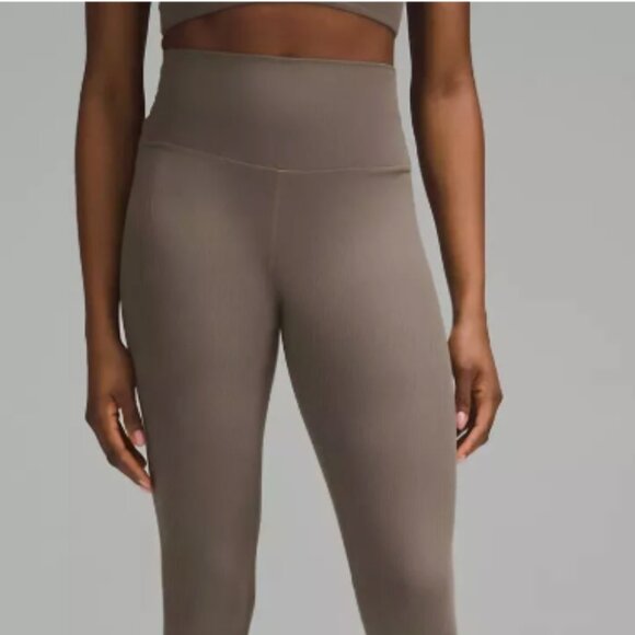 NWT Lululemon Align Ribbed HR Crop Leggings 23" Nomd Brown Tan Size 6 Gym - Picture 1 of 9